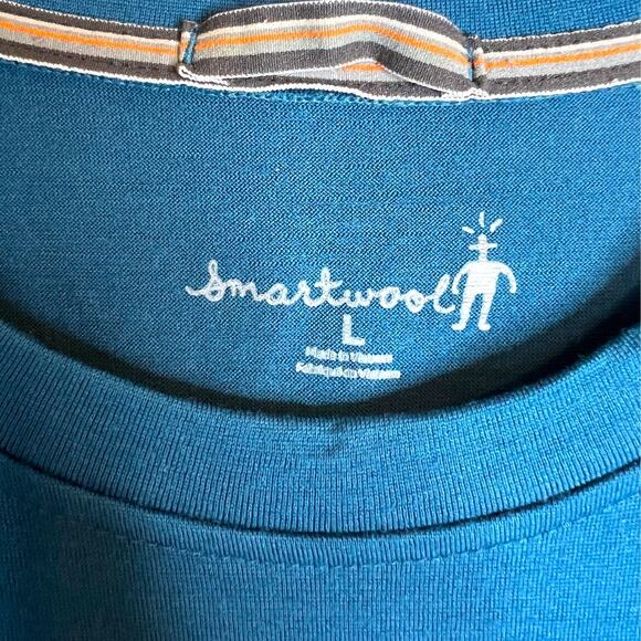 SMARTWOOL Merino Wool Tee Blue Performance Base Layer T-Shirt Men’s Large - Picture 7 of 8